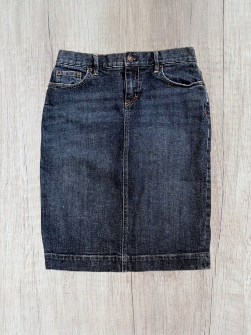 J.Crew Dark Wash Stretch Denim Pencil Skirt Size 27 Classic Jean Skirt